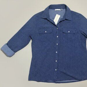 New Notations Women's Blue Button-Down Shirt - Size L - NWT